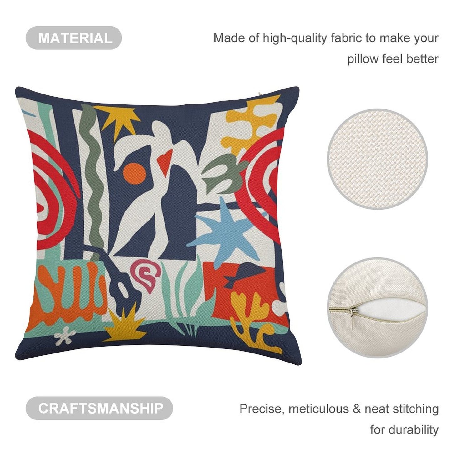 Inspired by Matisse Linen Throw Pillow Cover