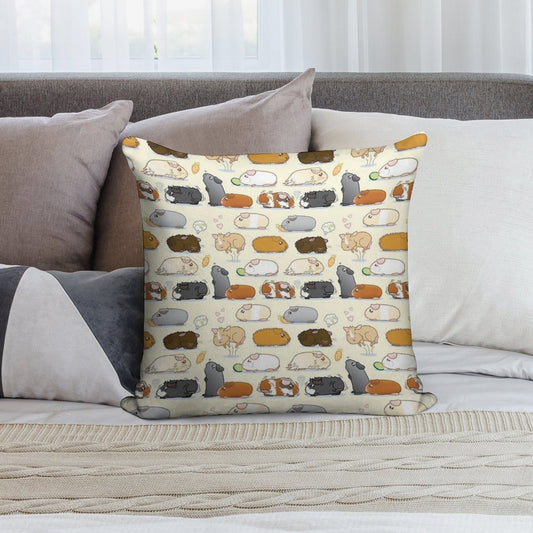 Guinea Pig Parade Soft Shrink-Resistant Throw Pillow