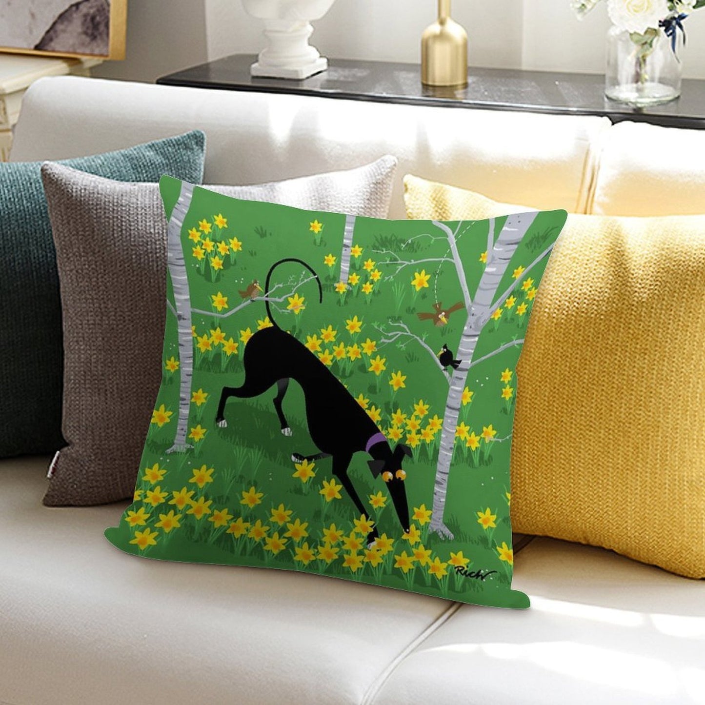 Daffodil Hound Soft Durable Construction Throw Pillow