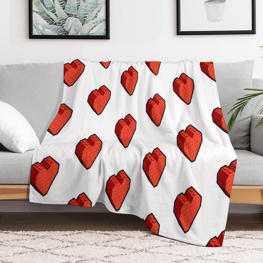 Brick Heart – Bold Toy Block Style Love Design Throw Blanket