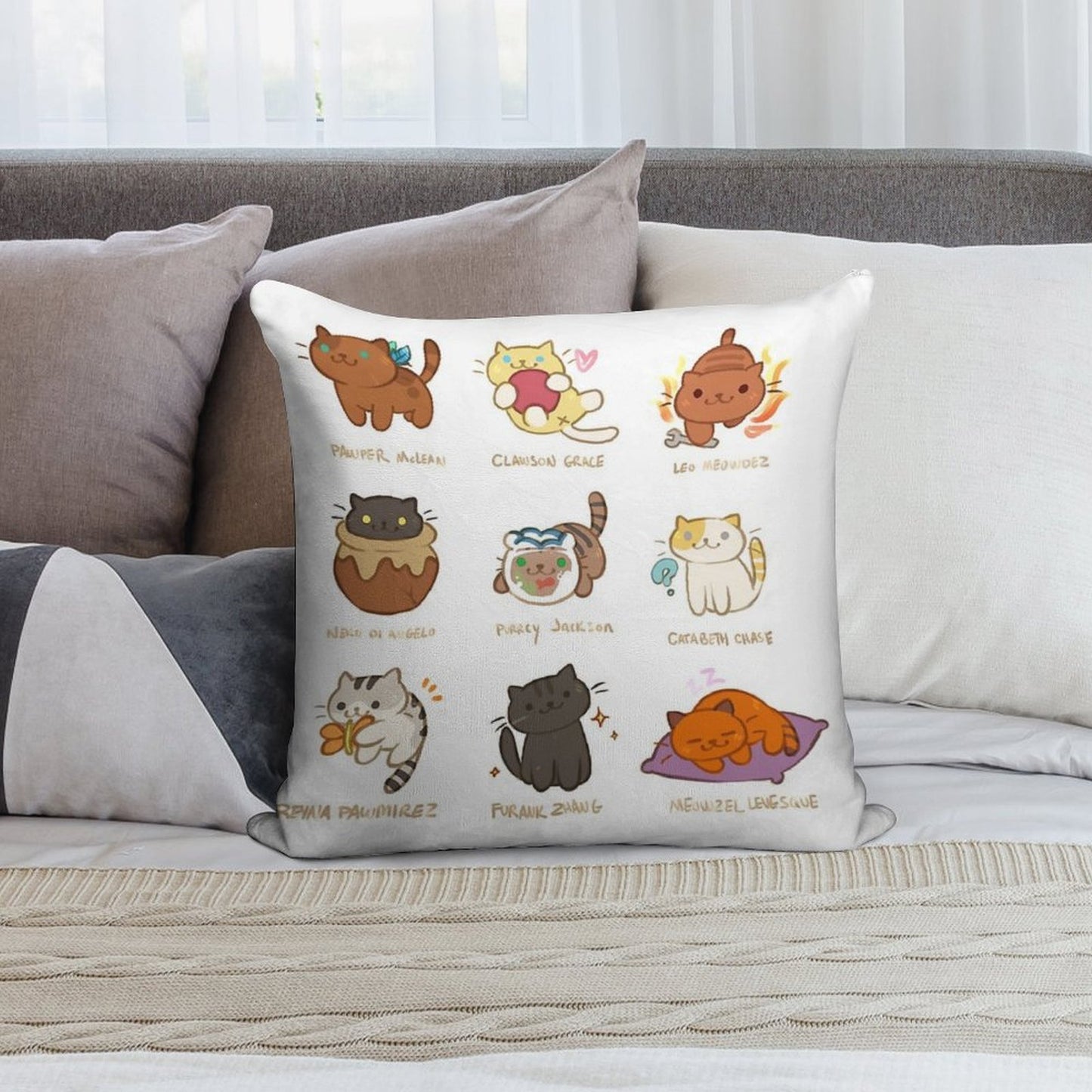 Purrcy Jackson Soft Shrink-Resistant Throw Pillow