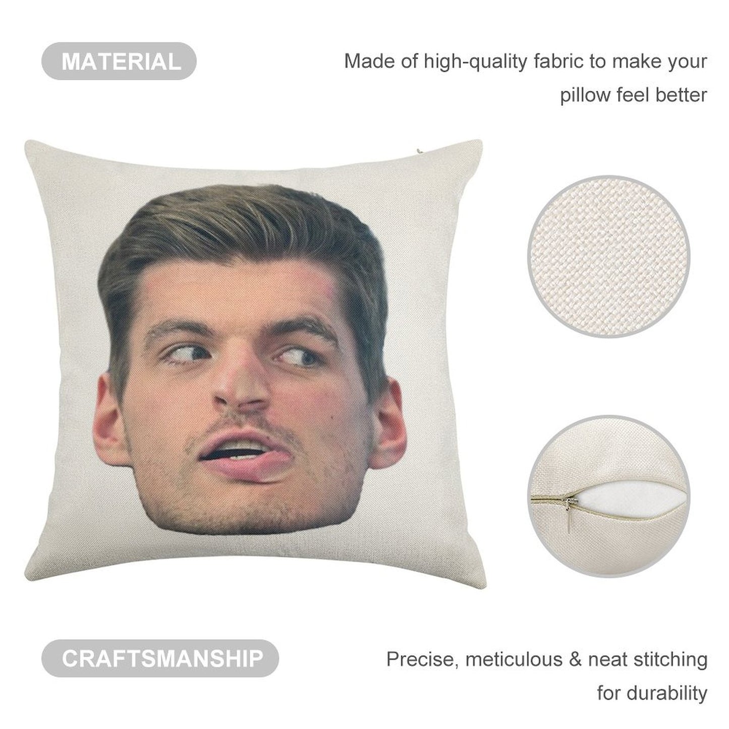Max Verstappen Face Linen Throw Pillow Cover
