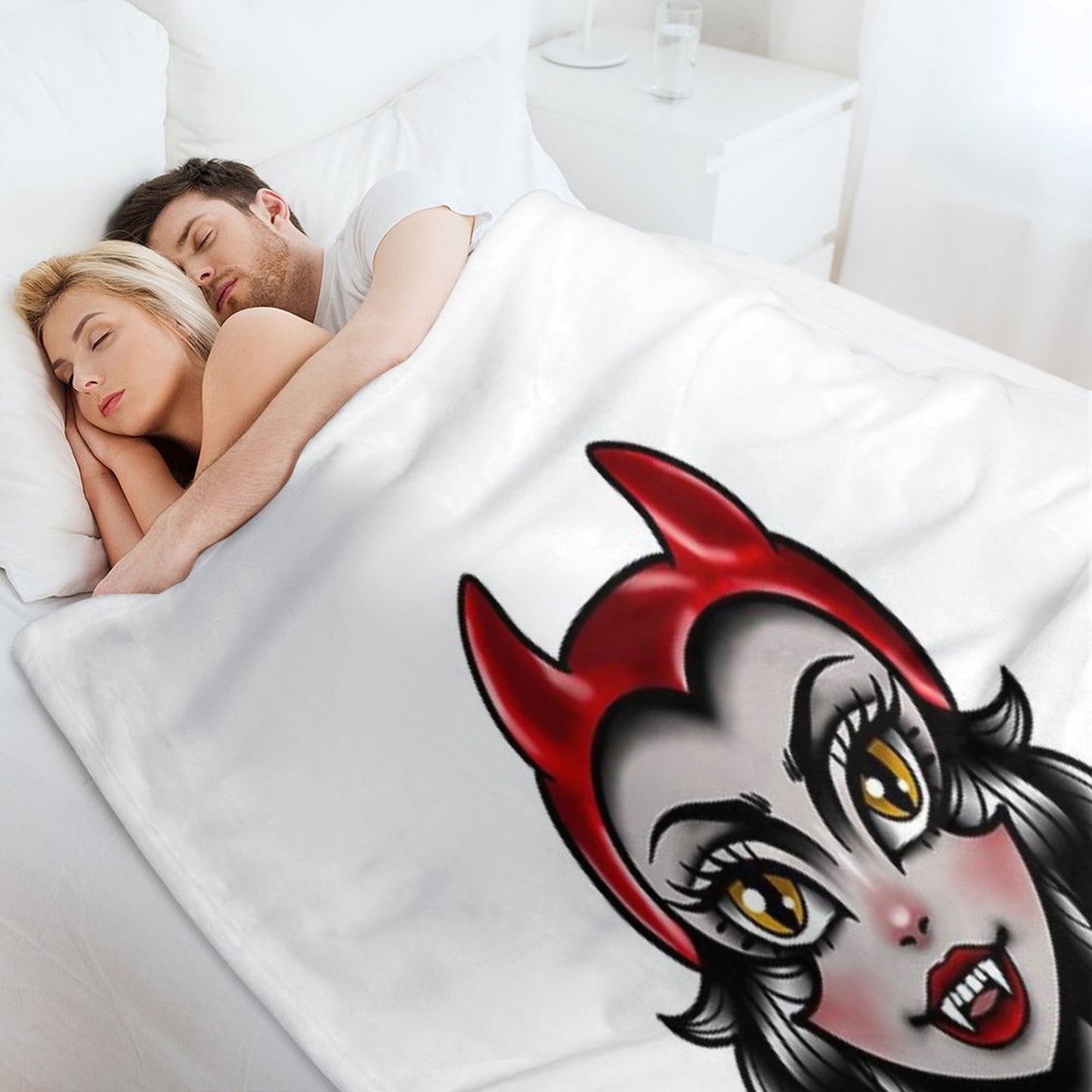American Traditional Devil Lady Throw Blanket