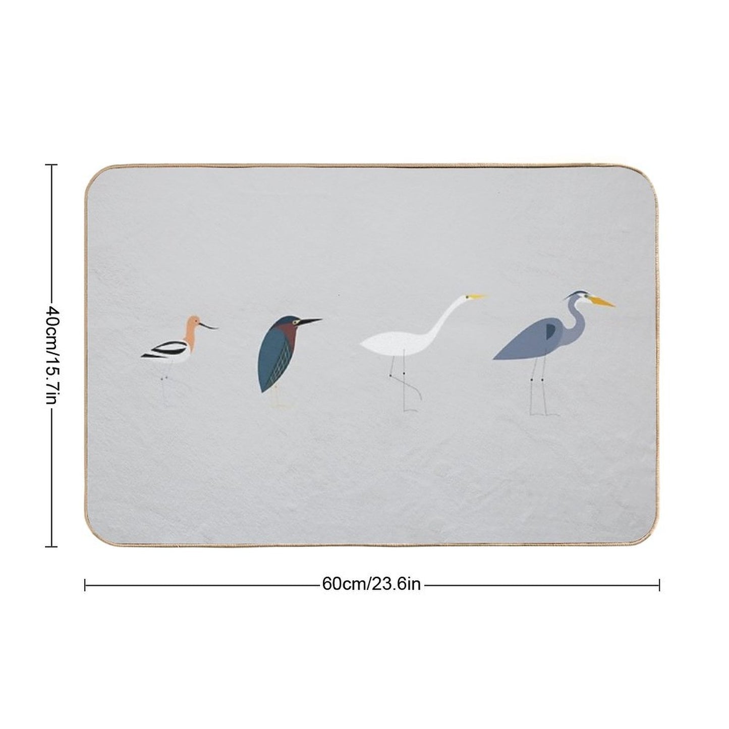 Wading Birds of North America (Blue Heron, Green Heron, Egret, Avocet) Bath Mat