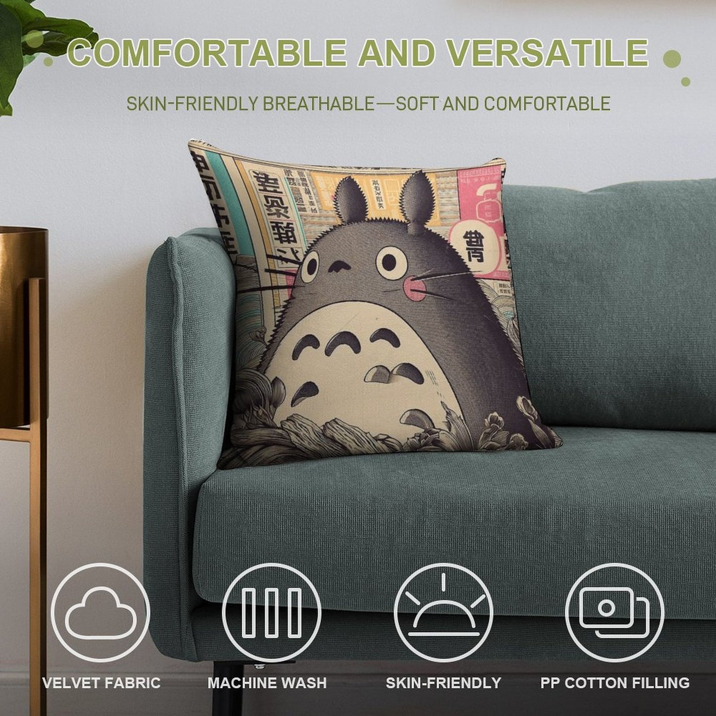 Vintage Japanese Poster Japanese Icon with Retro Charm Soft Skin-Friendly Throw Pillow