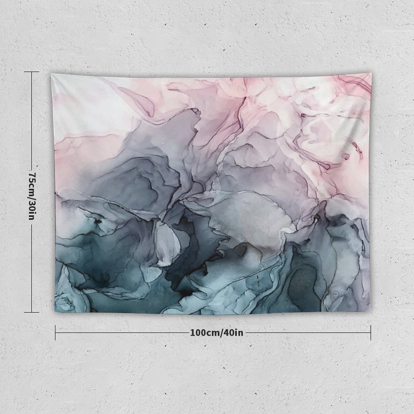 Blush And Payne's Grey Flowing Abstract Painting Tapestry