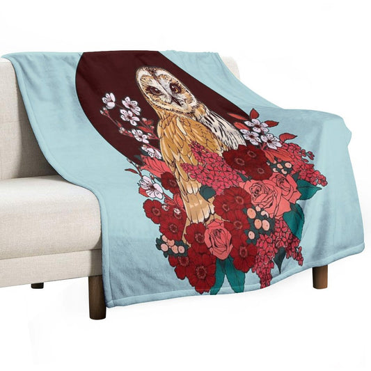 Owl Floral Eclipse Throw Blanket