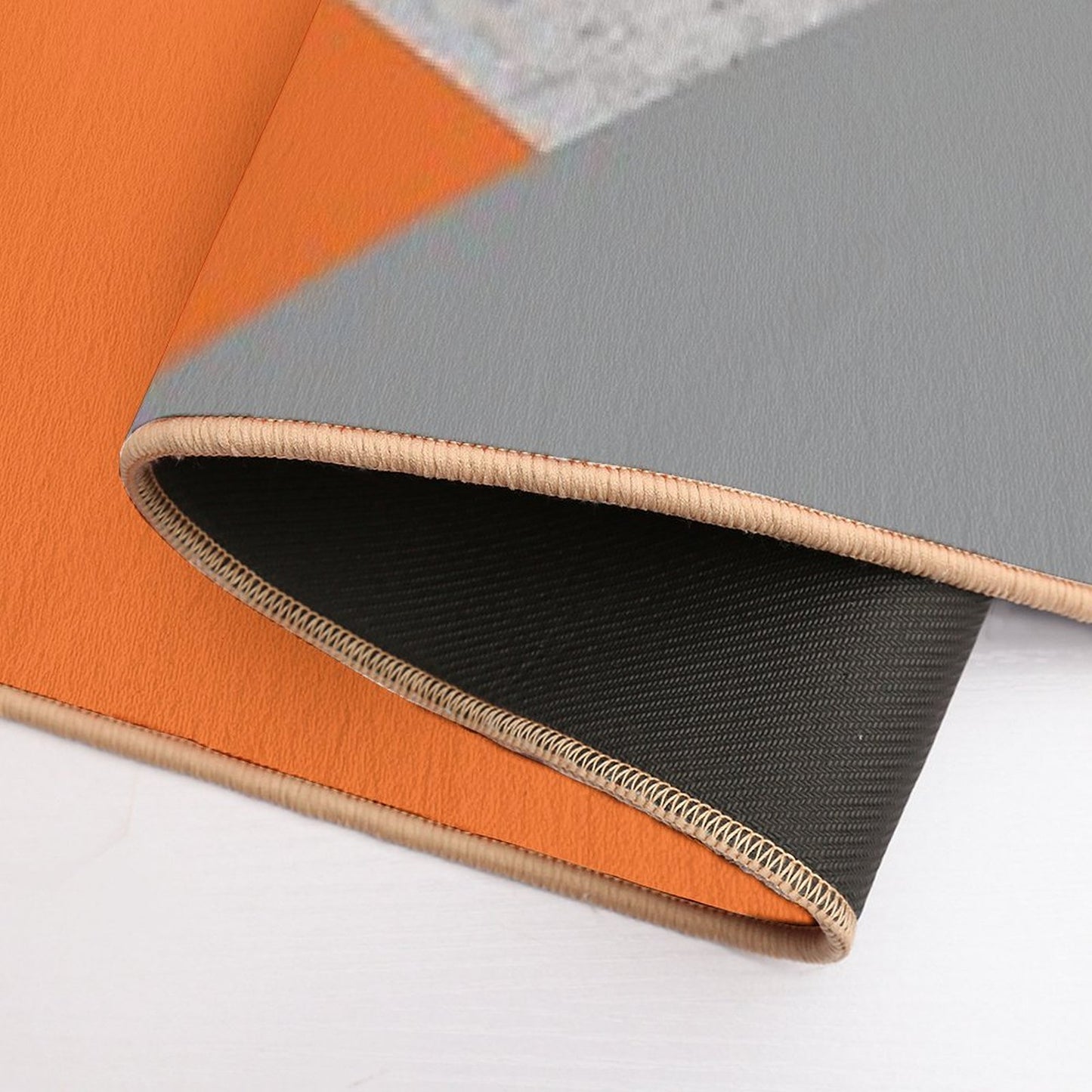 Grey Orange And Concrete Color Block Bath Mat