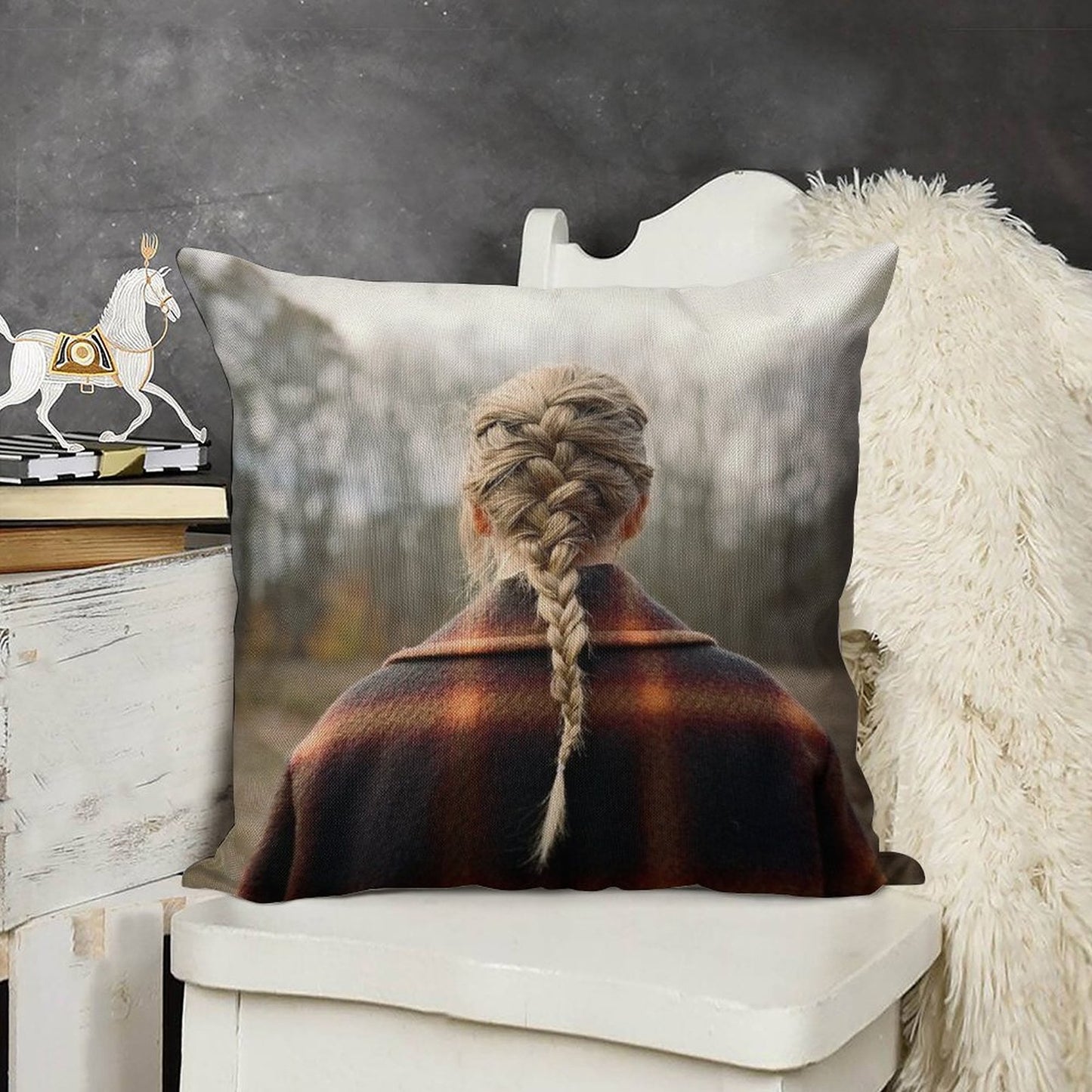 Evermore Album Cover Design Linen Throw Pillow Cover