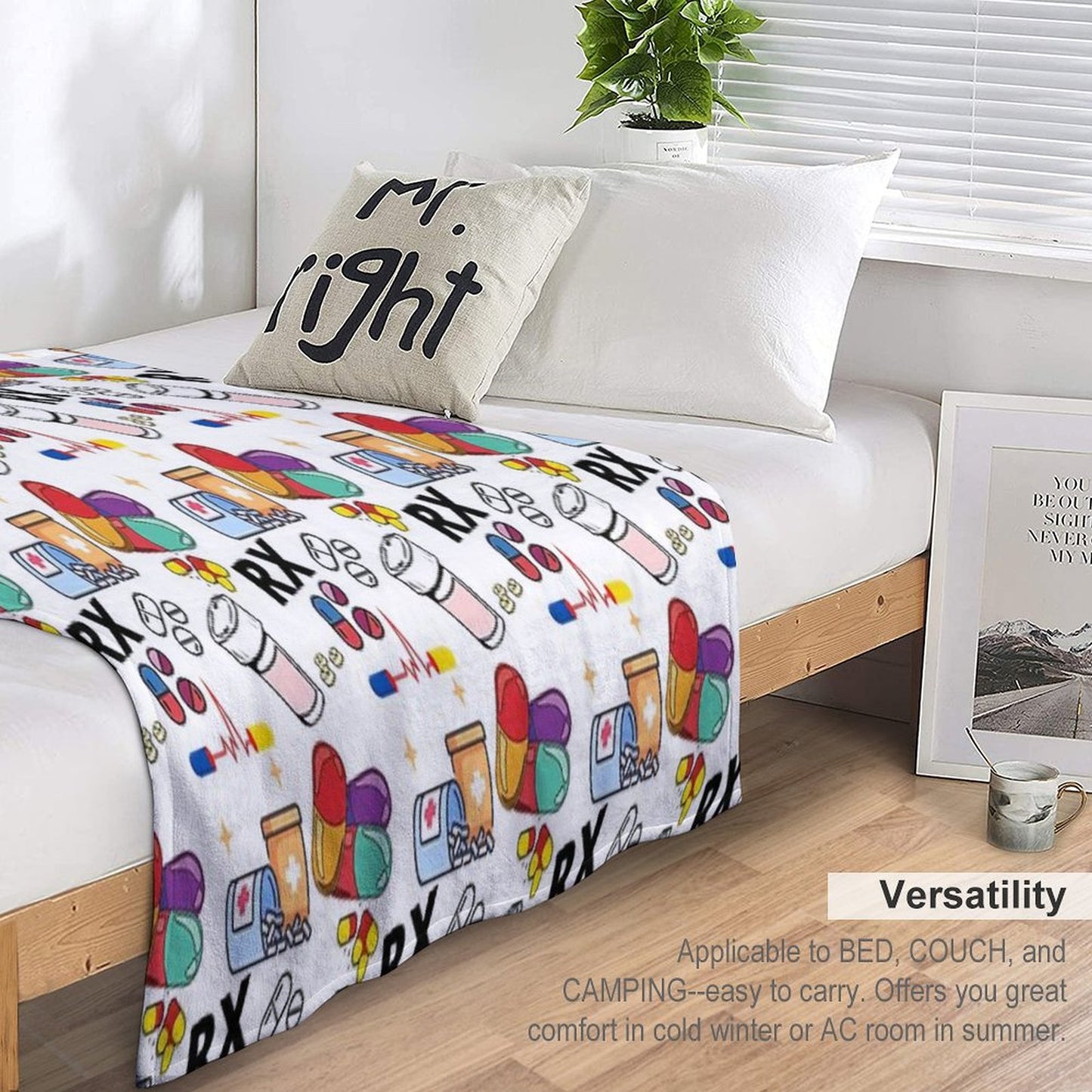 Pharmacy Pattern Pills RX Throw Blanket