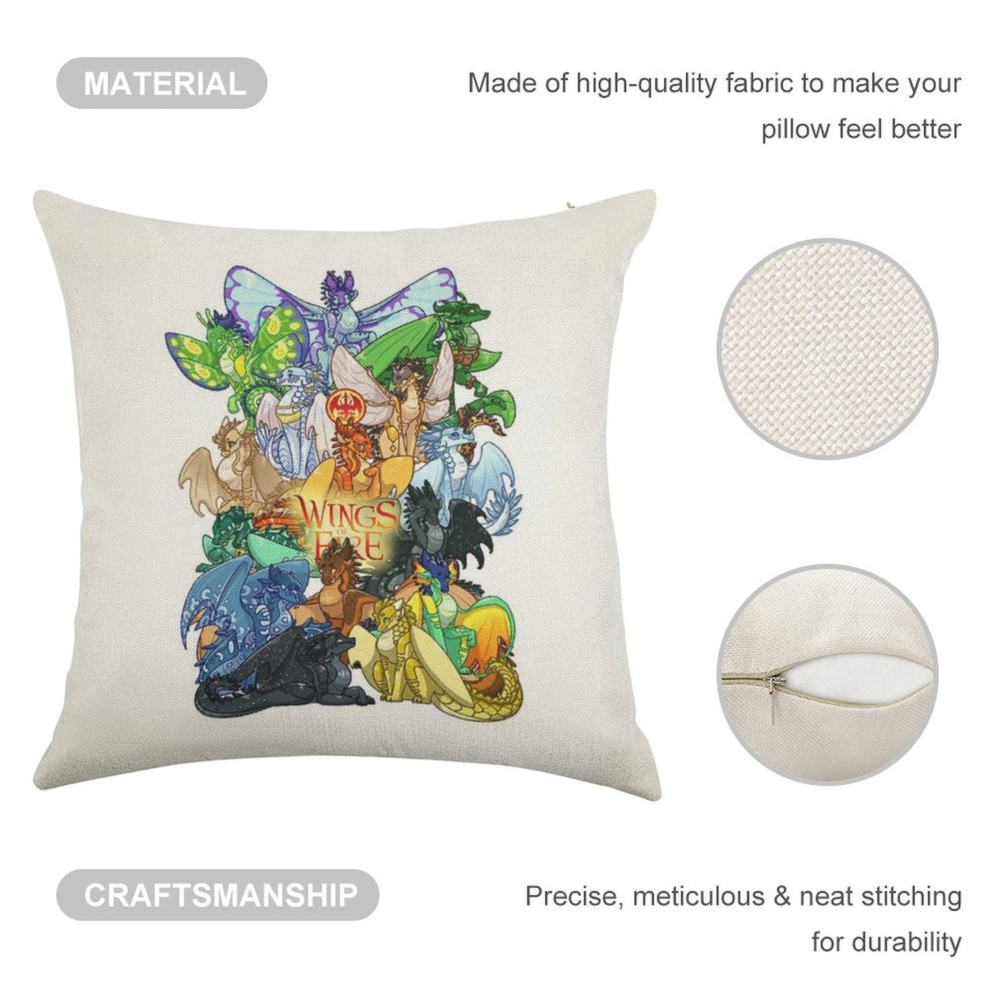 Wings of Fire Linen Throw Pillow Cover