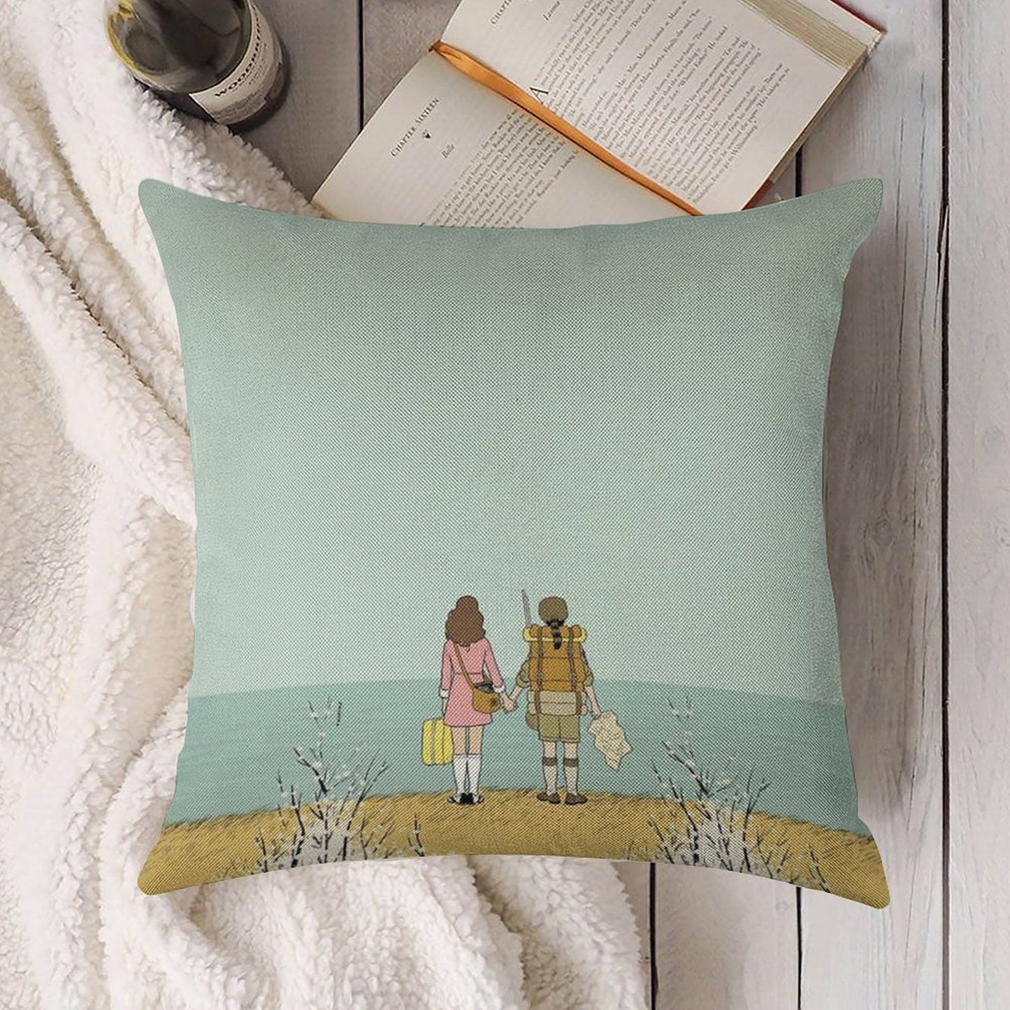 Wes Anderson Movie Linen Throw Pillow Cover
