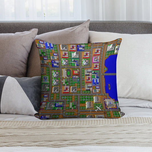 SimCity 1 No Logo Sim City Zoom - HD Soft Reinforced Edging Throw Pillow