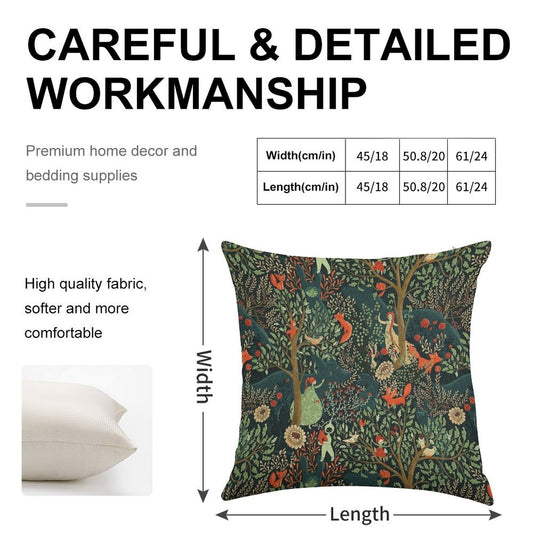 Whimsical Wonderland Linen Throw Pillow Cover