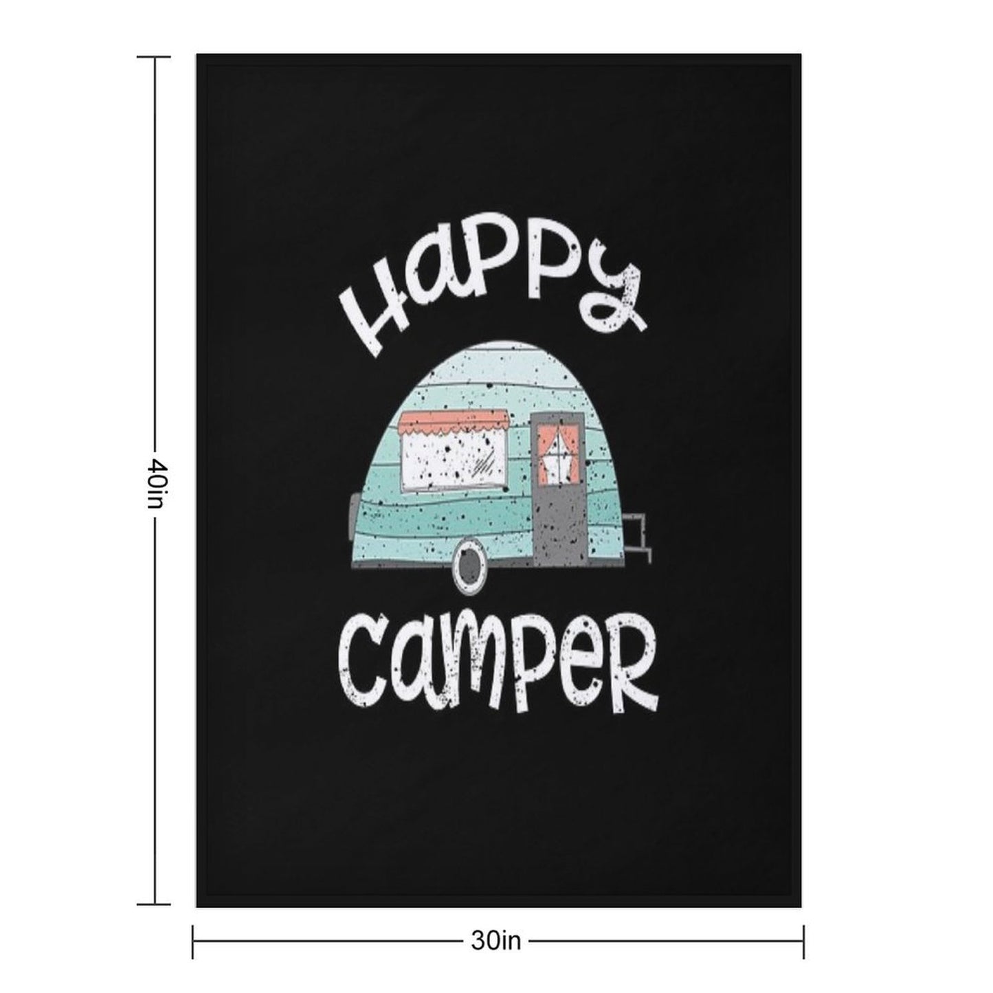 Happy Camper Retro Trailer RV Caravan Camping Throw Blanket