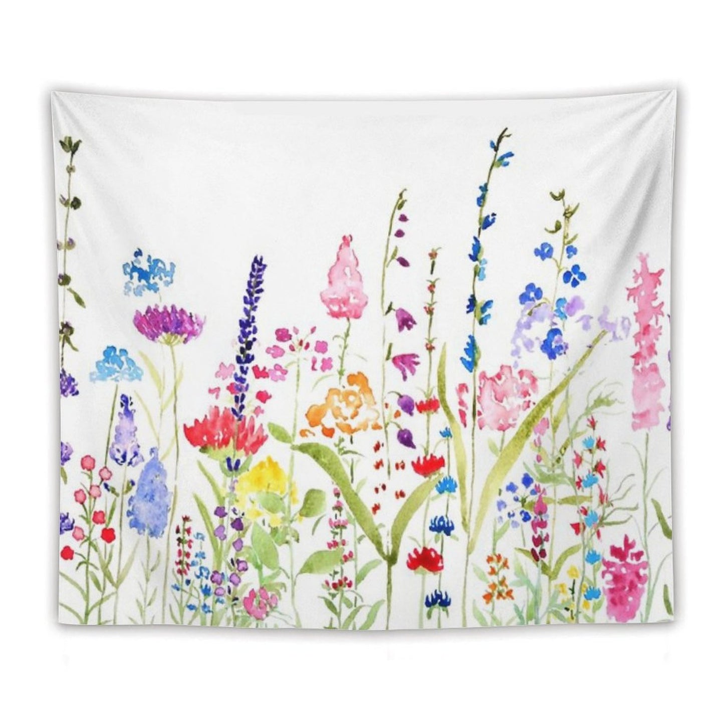 Hand Painted Colorful Wild Flower Field Tapestry