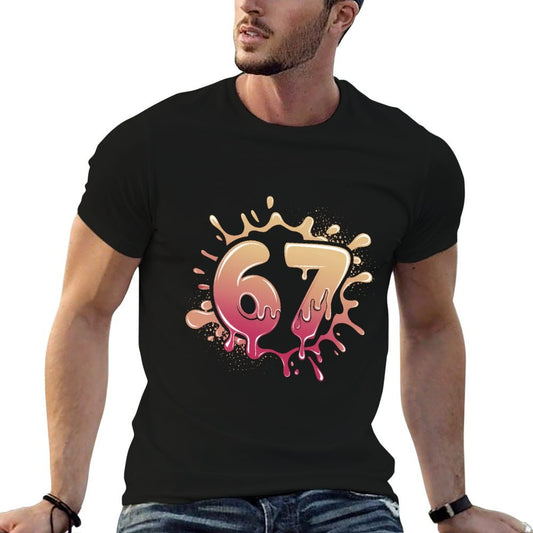 67 Tshirt Ice Cream Drip Meme Funny Six Seven Gen Alpha Easy-care T-Shirt