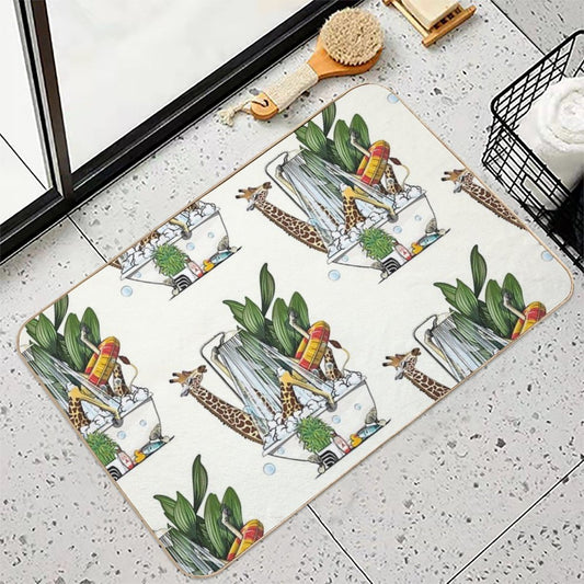 Giraffe in The Bath, Funny Animal Safari Bathroom Joke Bath Mat