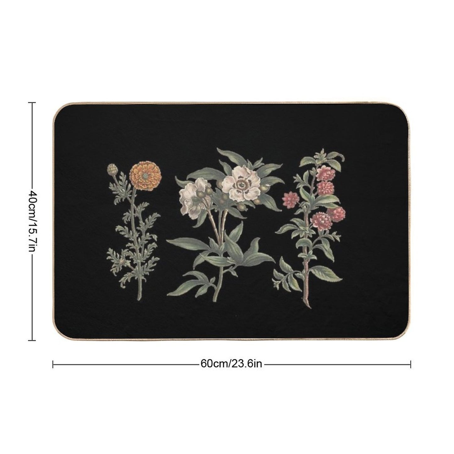 Vintage Flower Chart Easy Maintenance Bath Mat
