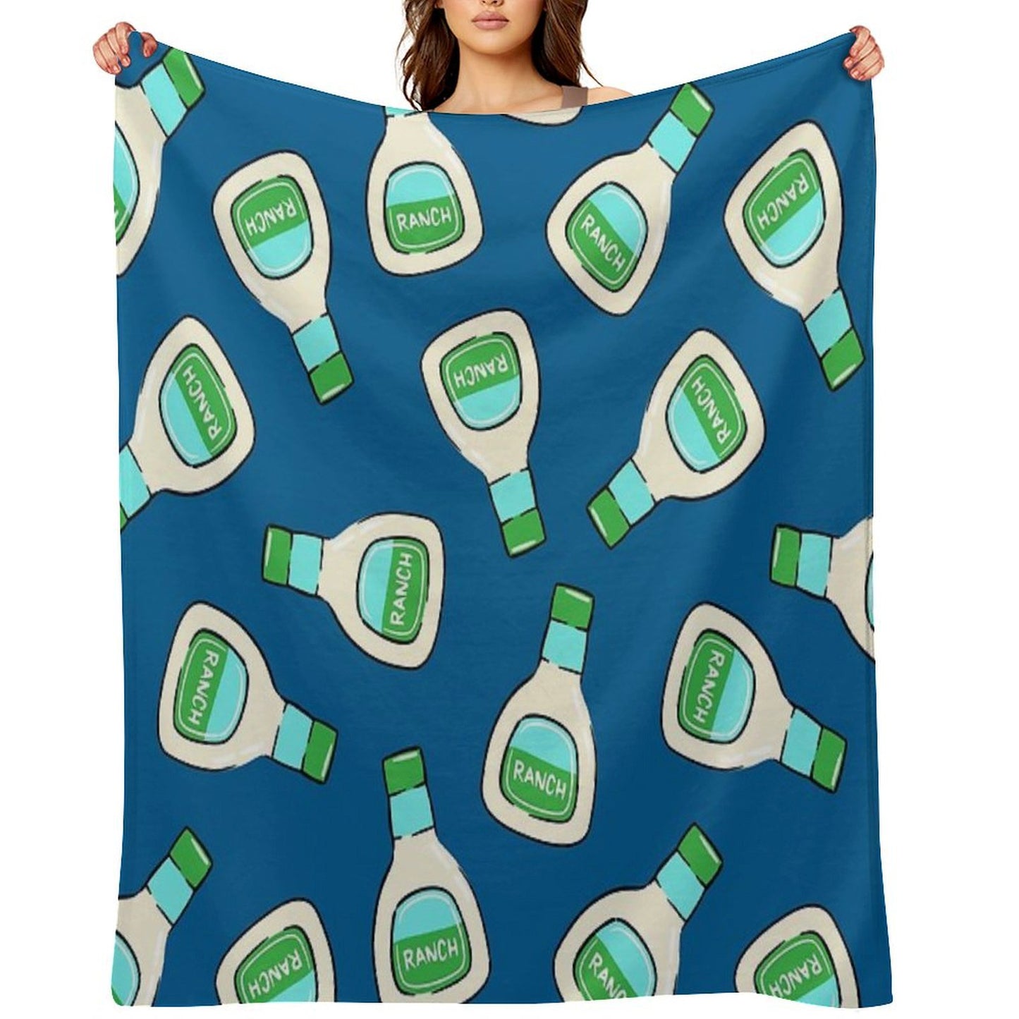 Ranch - Salad Dressing Bottle (blue) Throw Blanket