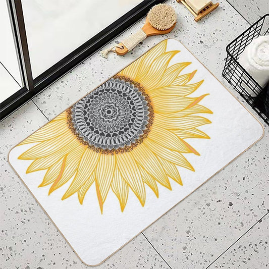 Golden Mandala Sunflower Bath Mat