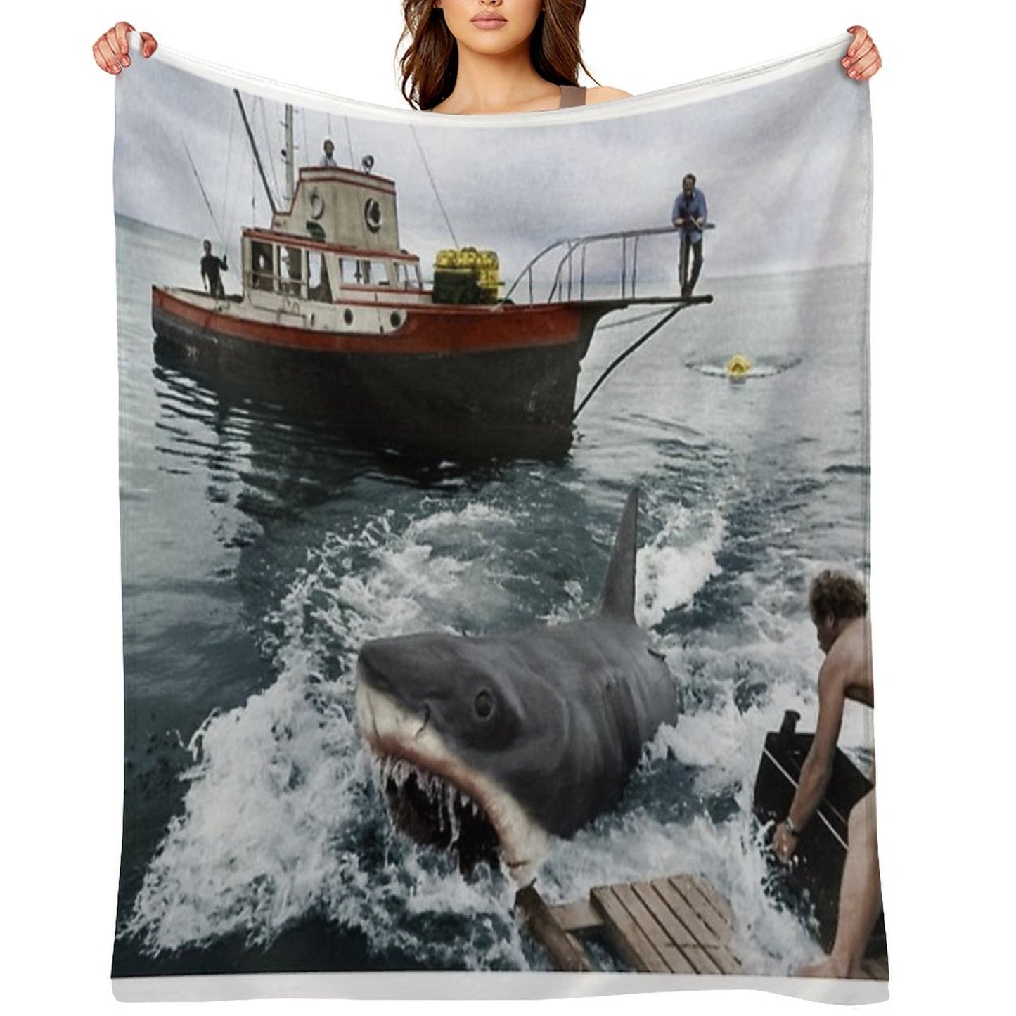 Jaws Photography Throw Blanket