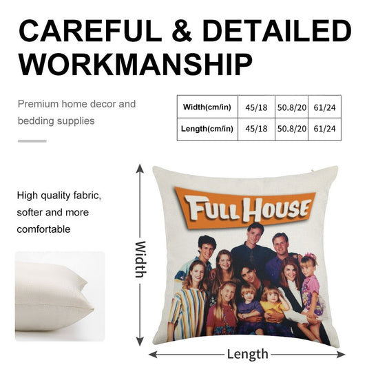 Full House Cast Linen Throw Pillow Cover
