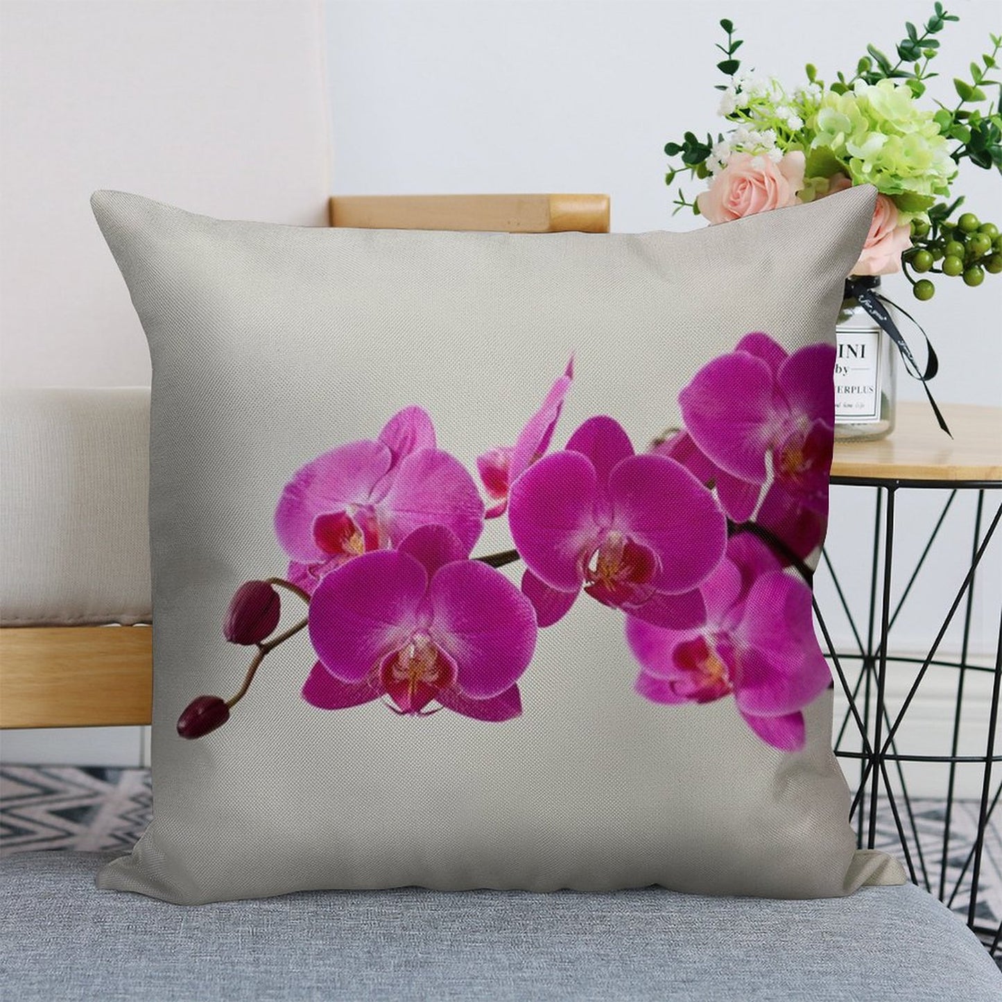 Fuchsia Magenta Linen Throw Pillow Cover