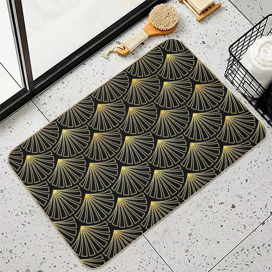 (Faux) Singapore Art Deco Motif Pattern Bath Mat
