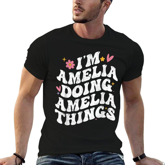 I'm Amelia Doing Amelia Things Retro Groovy Personalized T-Shirt