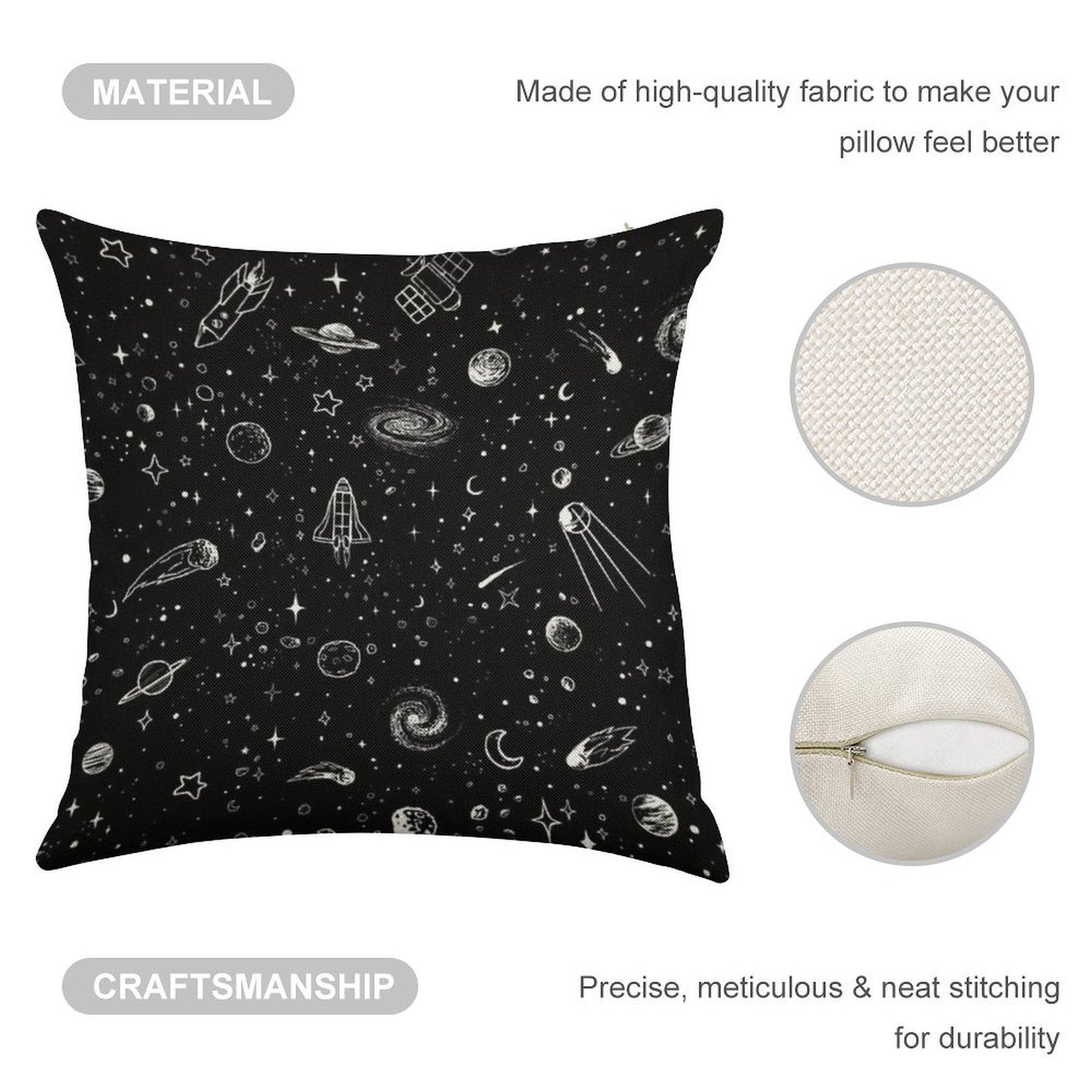 Space Linen Throw Pillow Cover