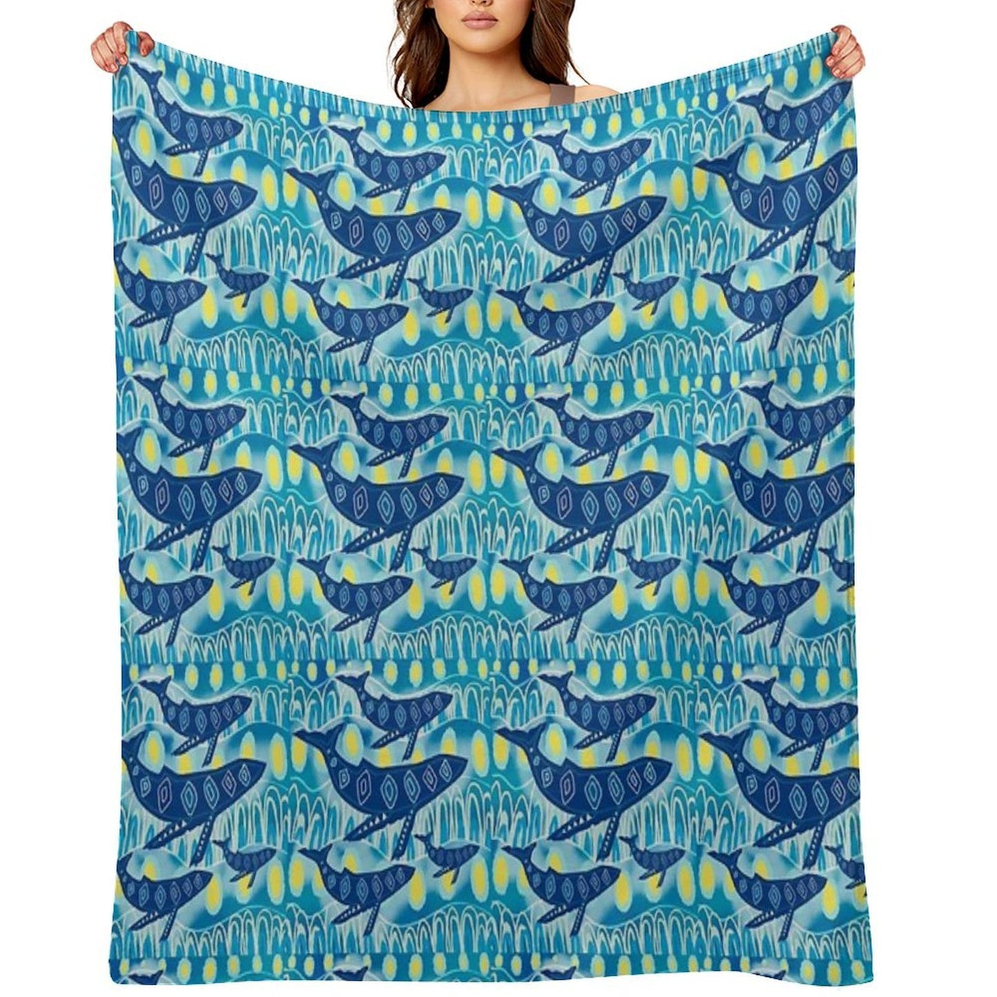 ' Gawura 'Whale Dreaming Throw Blanket