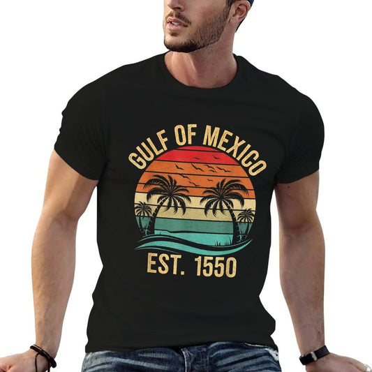 Gulf of Mexico Women Est 1550 Retro Vintage Beach  Ribbed Collar T-Shirt