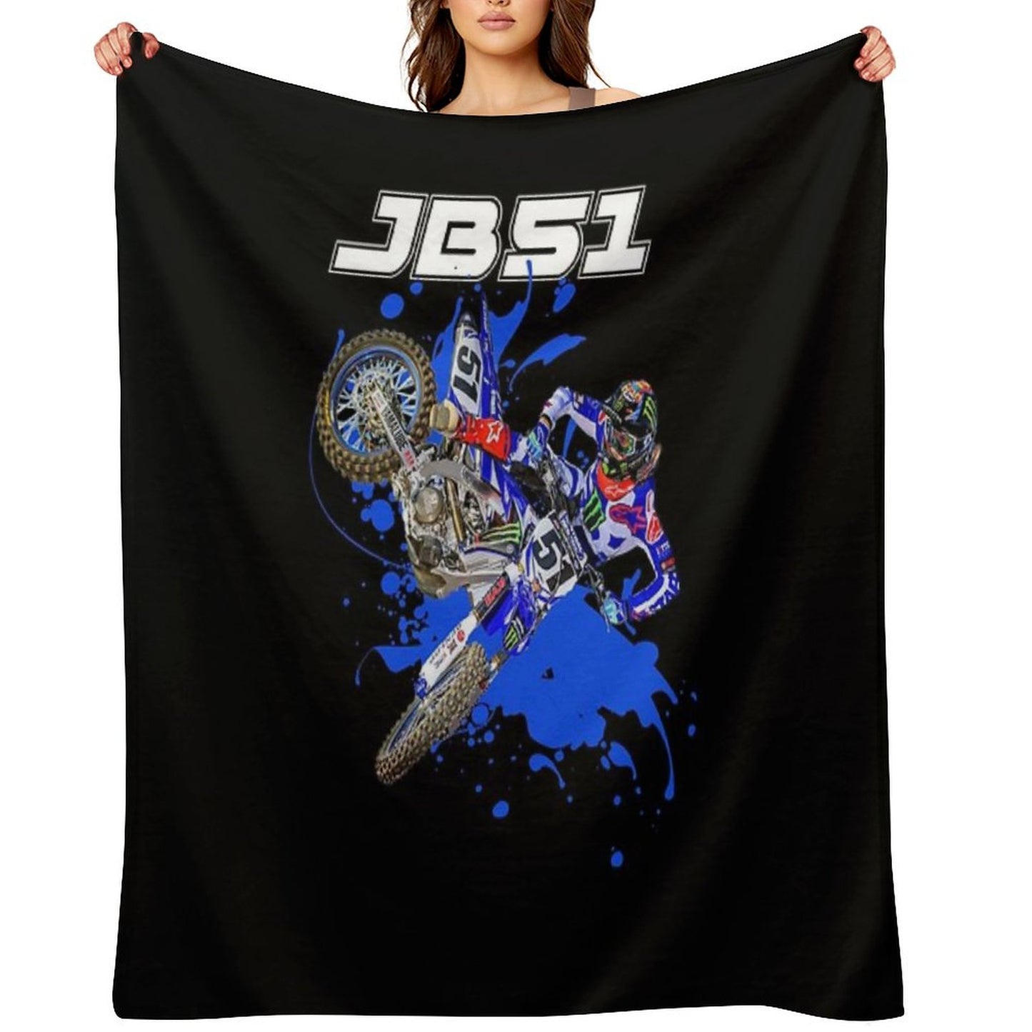 Justin Barcia JB51 Bam Bam #51 BamBam Motocross And Supercross Champion 51 Gift Design Throw Blanket
