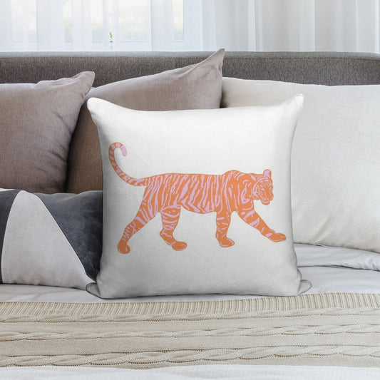 Orange And Pink Tiger Soft Multiple Sizes Throw Pillow