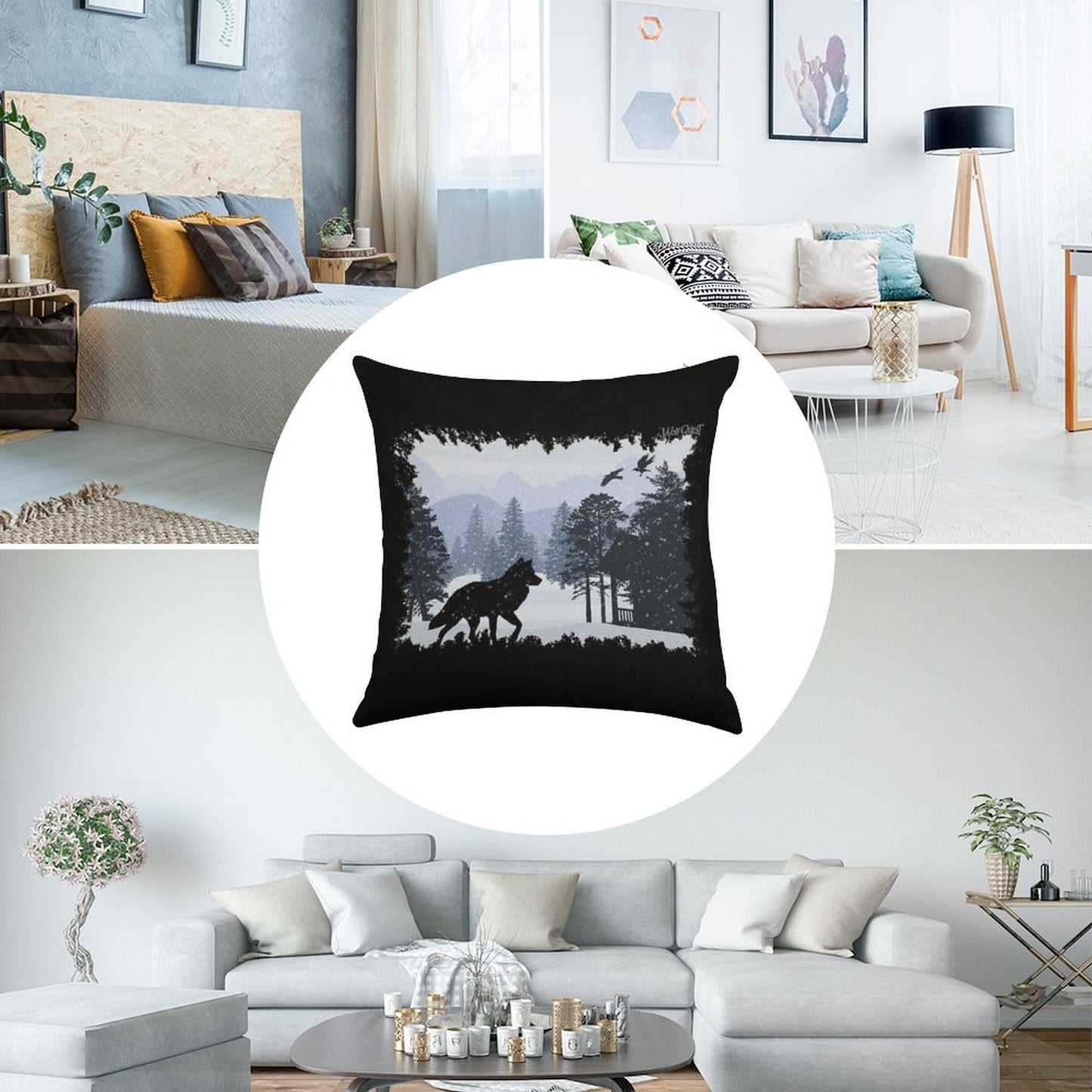 Snowy Cabin - WolfQuest Dream Linen Throw Pillow Cover