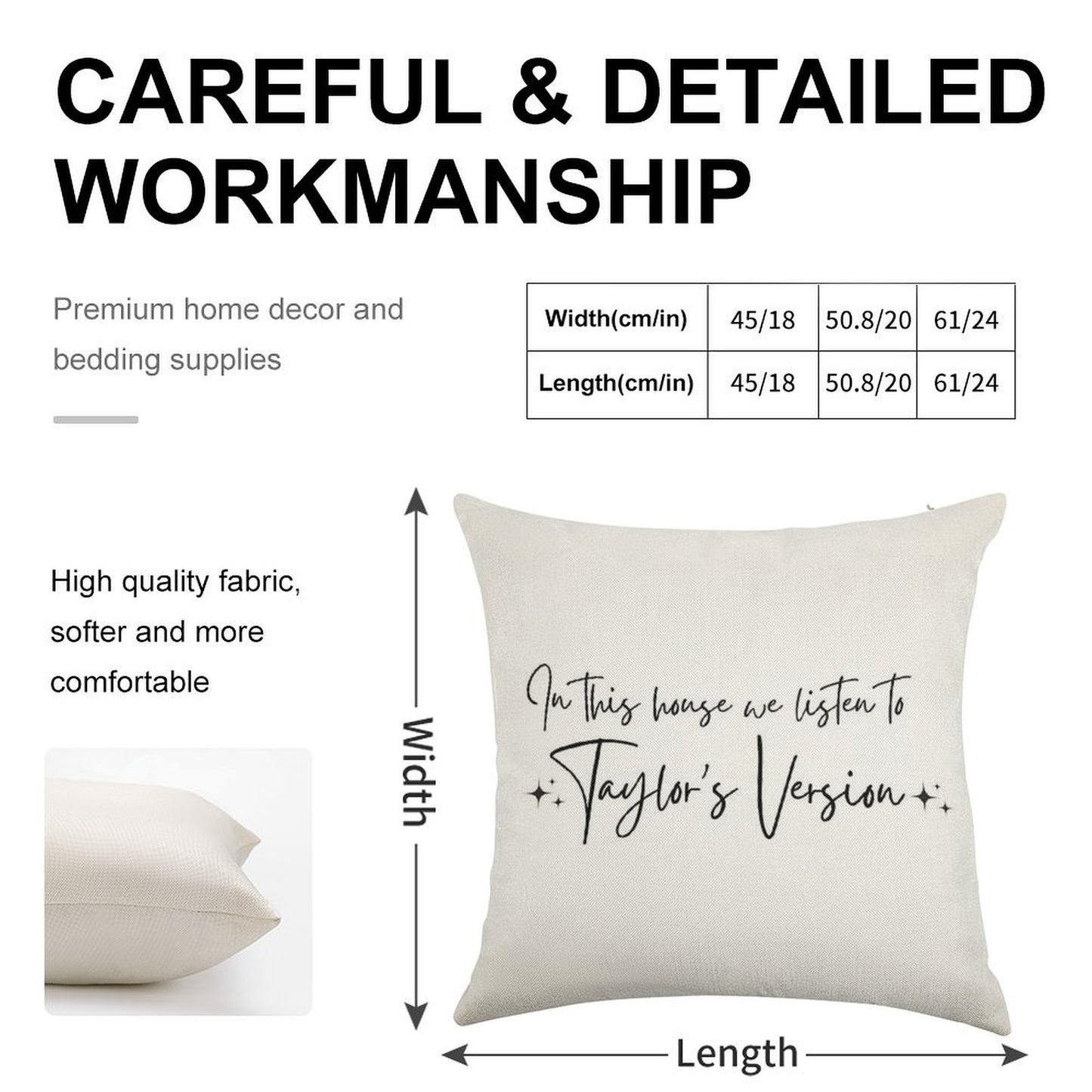 In This House We Listen to Taylor's Version Linen Throw Pillow Cover