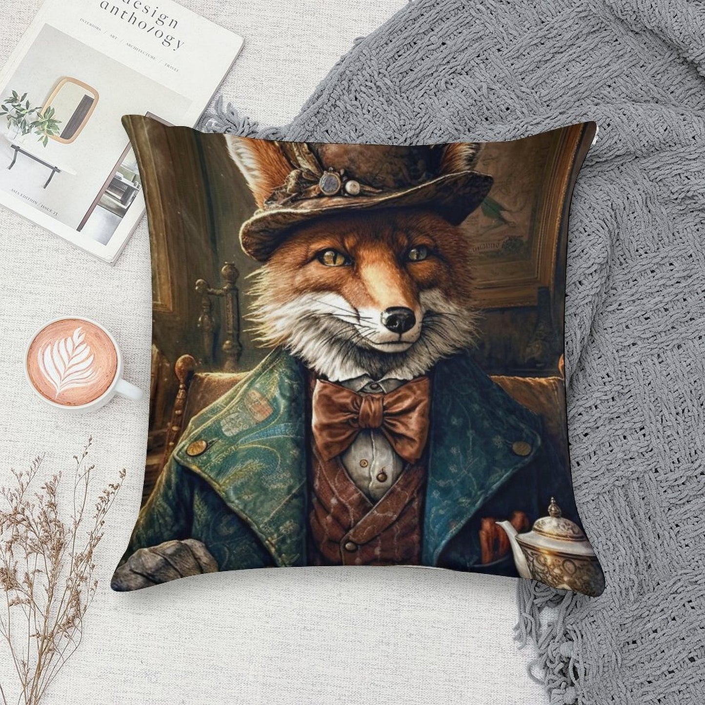 Vintage Victorian Style Mr Frederick Fox Soft Shrink-Resistant Throw Pillow