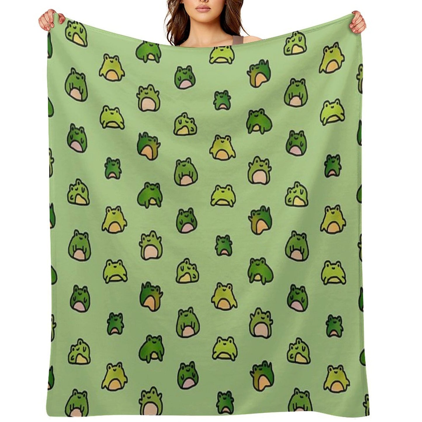 Frogs Doodle Throw Blanket