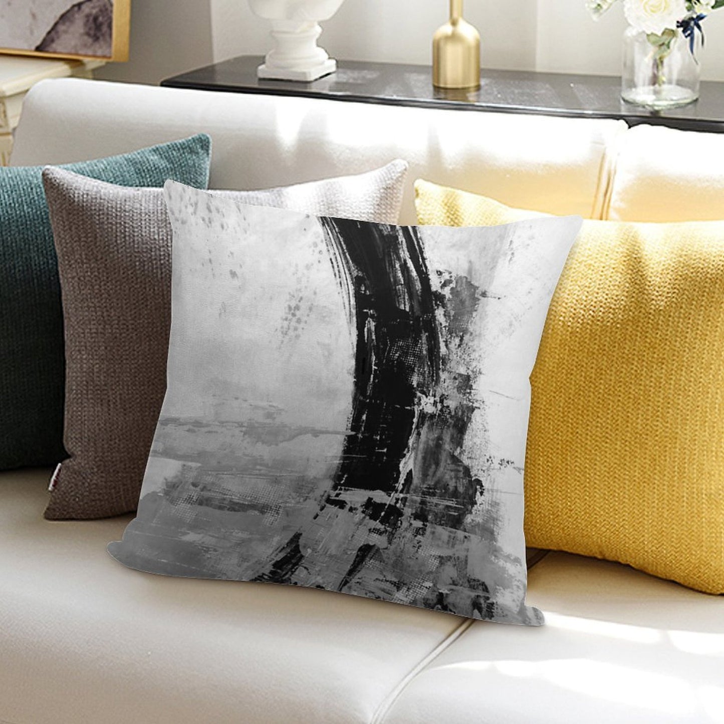 Gray Abstract Soft Gift Ready Throw Pillow
