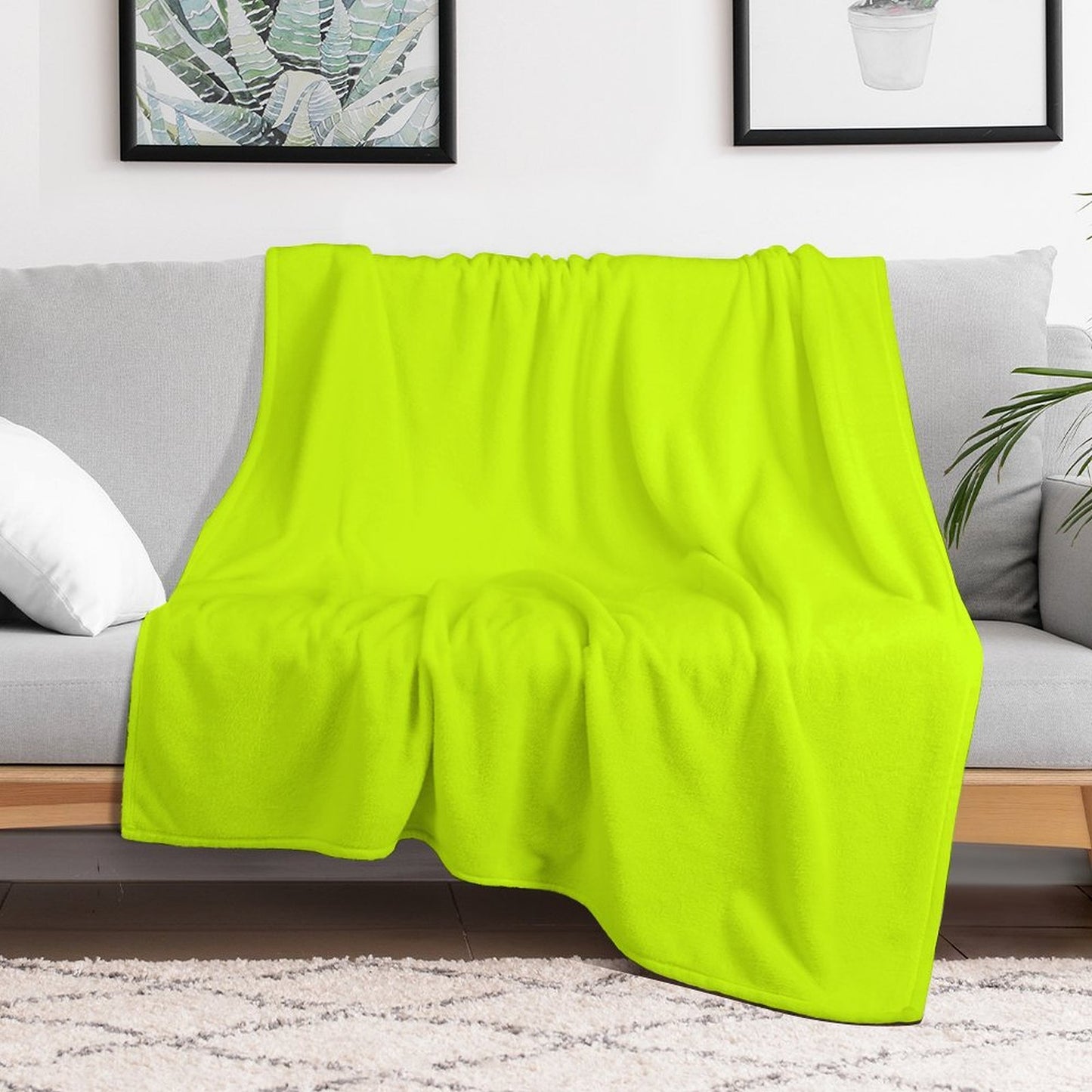 Solid Neon Yellow Color Throw Blanket