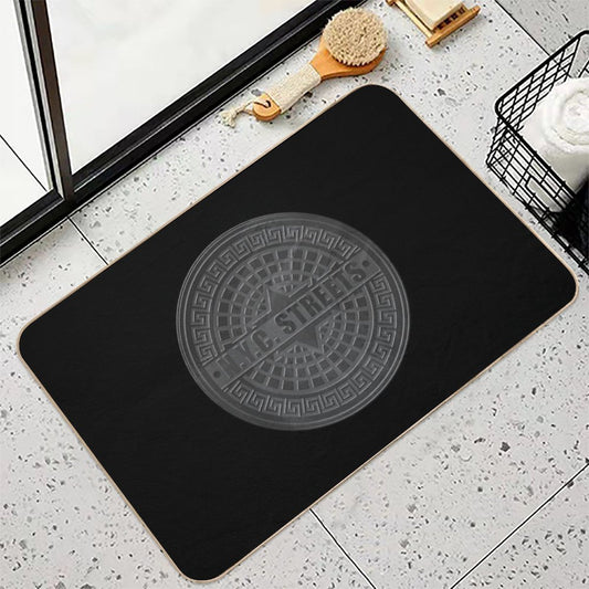 Manhole Covers NYC Black Durable Bath Mat