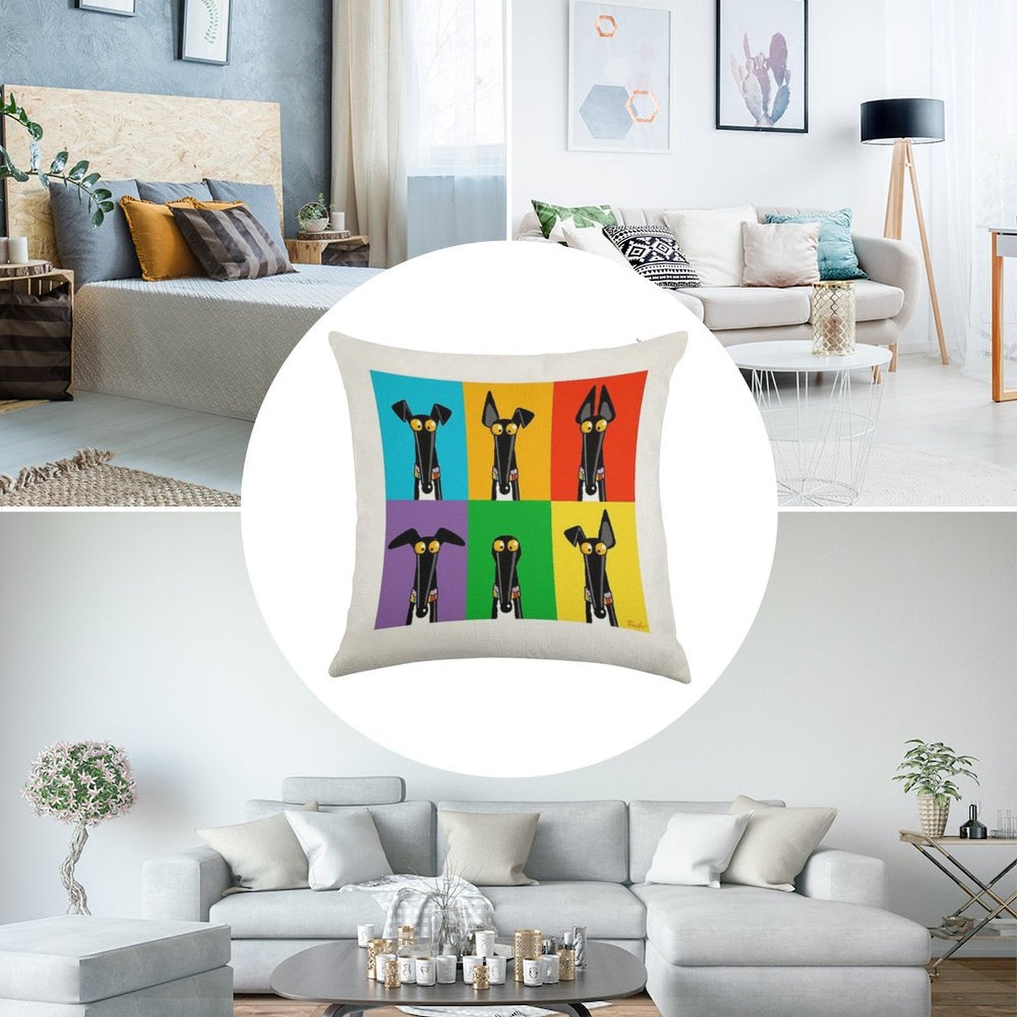 Greyhound Semaphore Linen Throw Pillow Cover