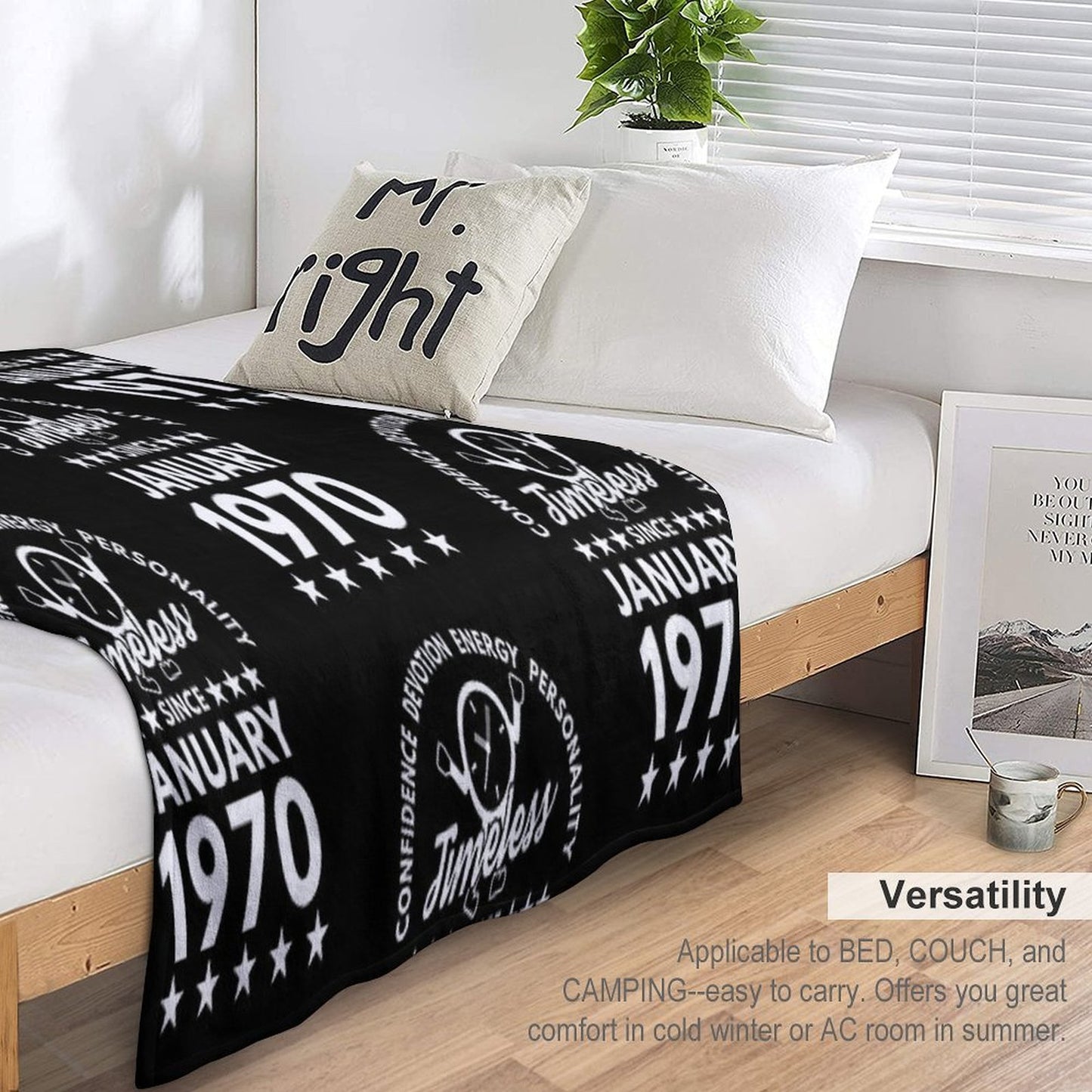 January Birthday Timeless Person - White Text Throw Blanket