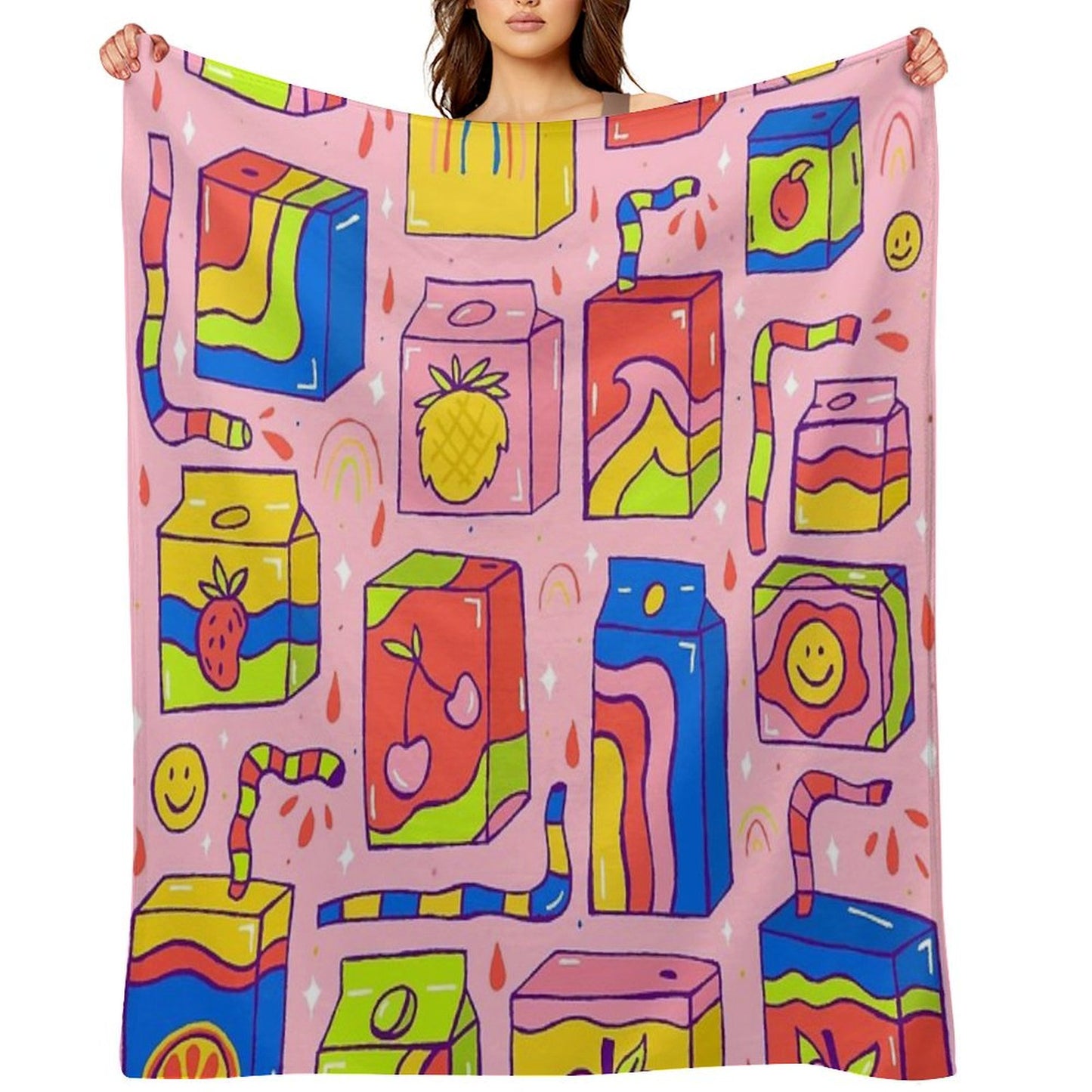 Juice Box Print Throw Blanket