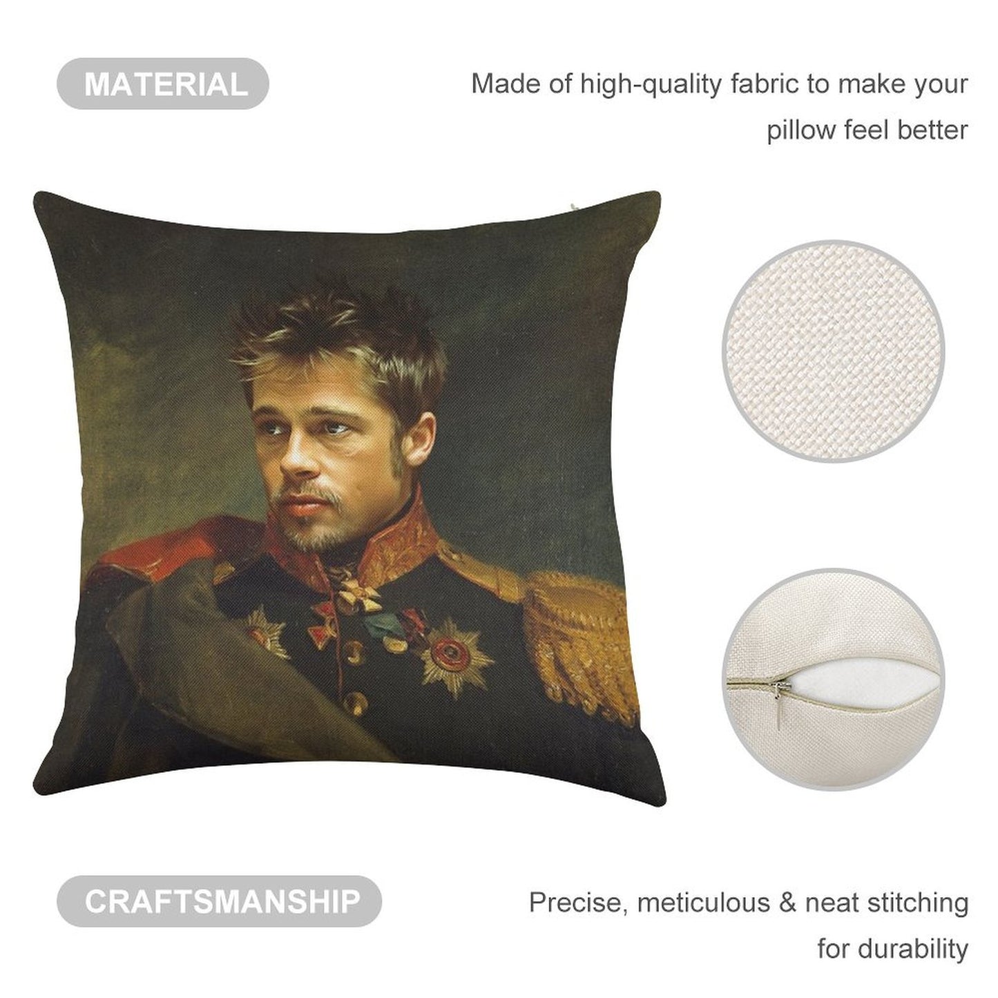 Brad Pitt - Replaceface Linen Throw Pillow Cover