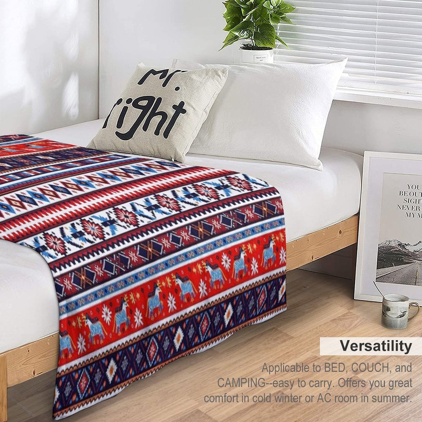 Swedish Norwegian Folk Art – Colorful Nordic Tribal Pattern Throw Blanket
