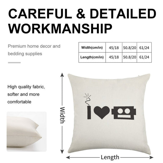 I LOVE ROBOTS THROW PILLOW Linen Throw Pillow Cover