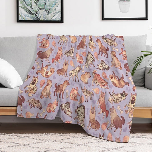 Hyenas in Lavender Throw Blanket