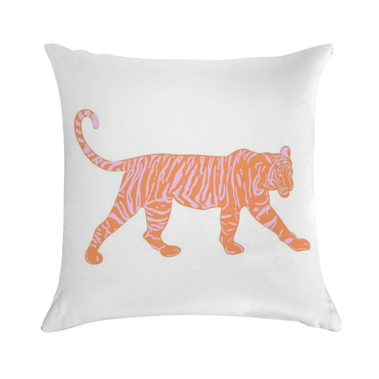 Orange And Pink Tiger Soft Multiple Sizes Throw Pillow